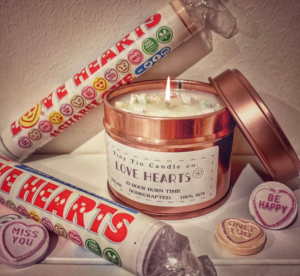 Love Hearts Soy Valentines Candle 100ml Rose Gold Perfect Valentines Gift