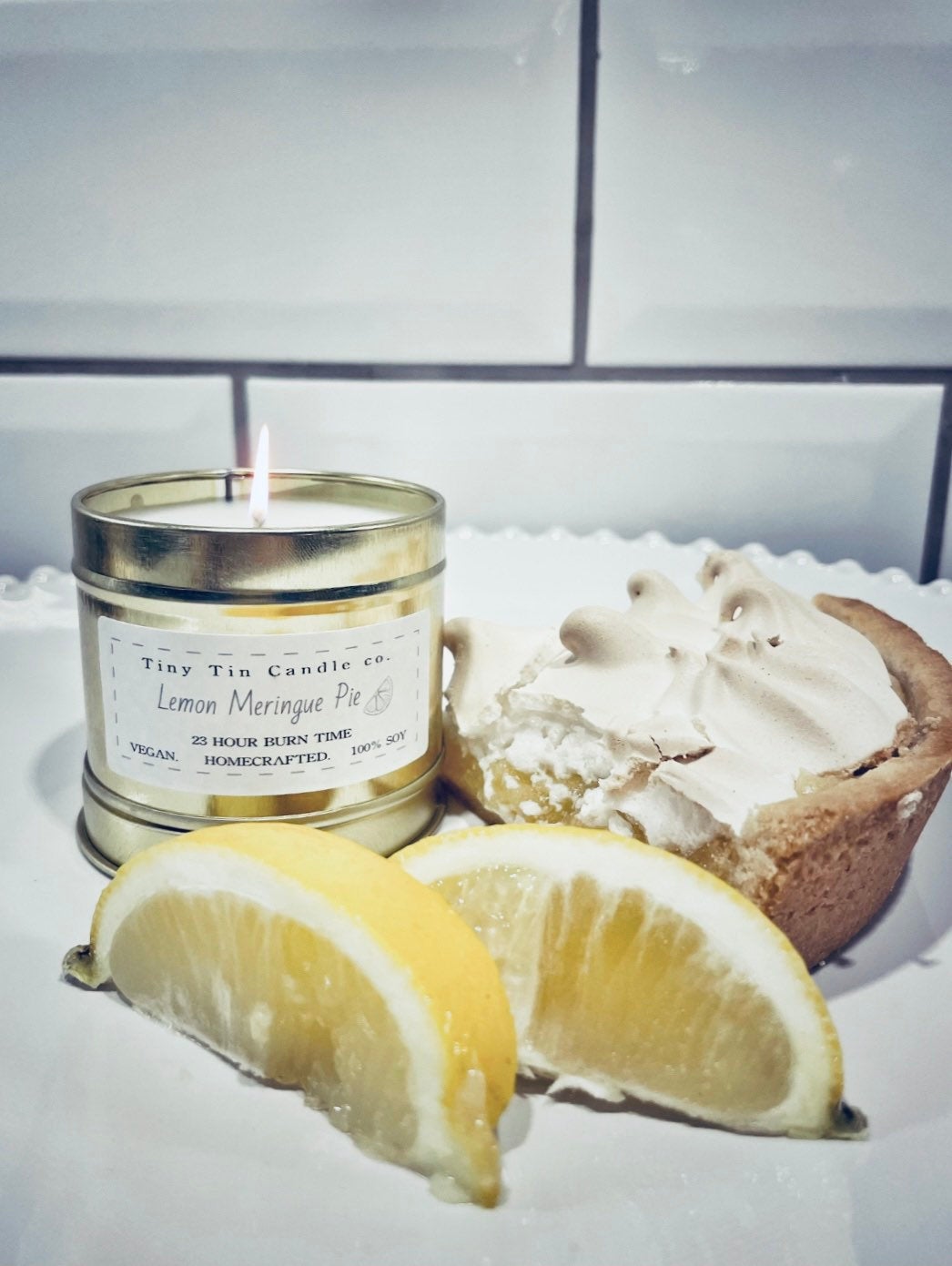 Lemon Meringue Pie Soy Tin Candle brown 100ml