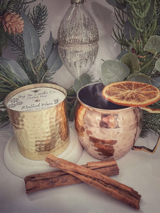 Mulled Wine Large Christmas Candle In Hammered Tin 300ml Soy Wax Active